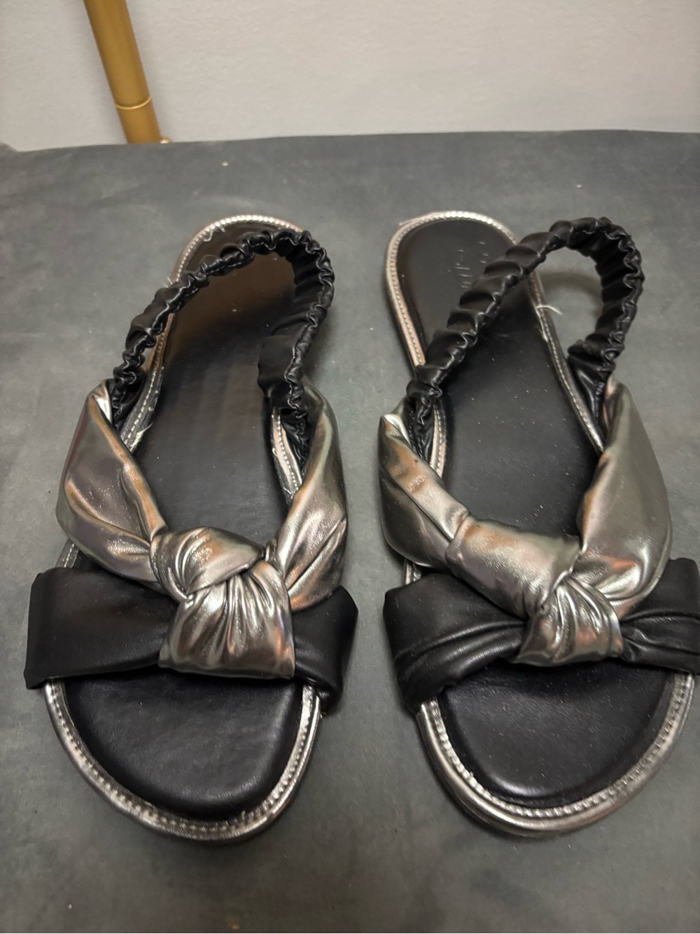 Women’s Black & Metallic Knot Slide Sandals